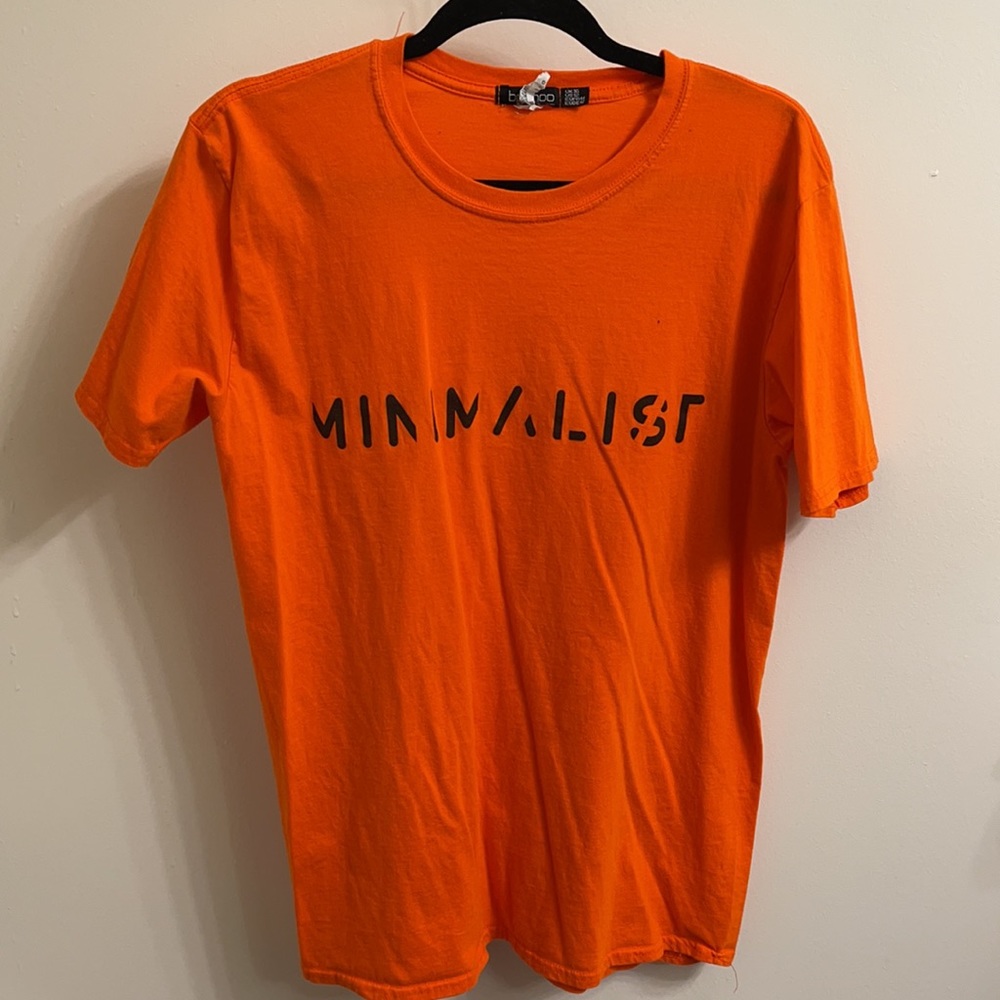 Boohoo Minimalist T-shirt Size L Color Orange Black